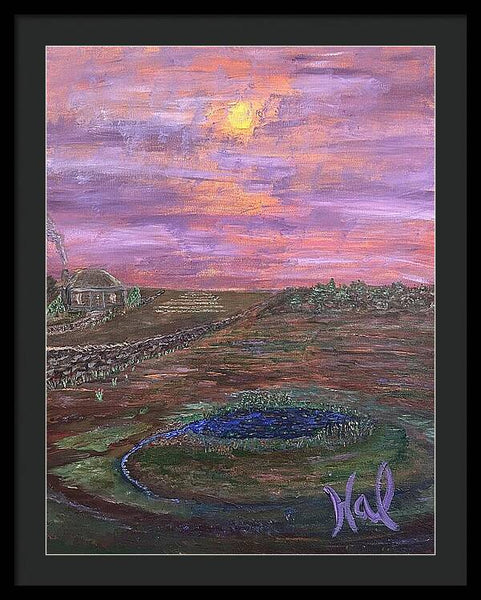 Sunset Over Rural Landscape - Framed Print