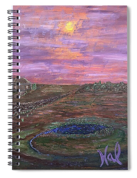 Sunset Over Rural Landscape - Spiral Notebook