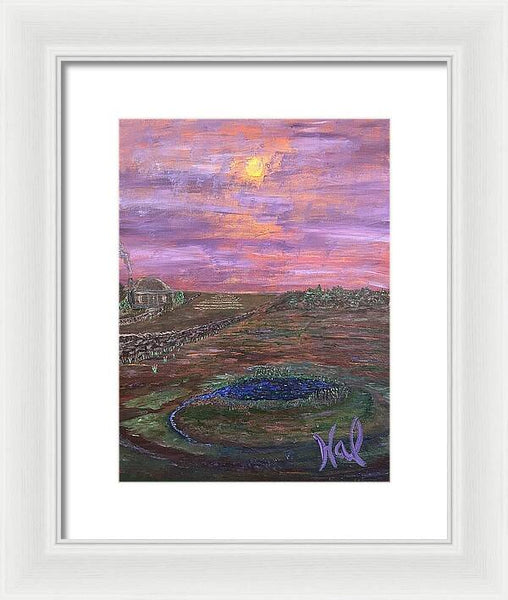 Sunset Over Rural Landscape - Framed Print