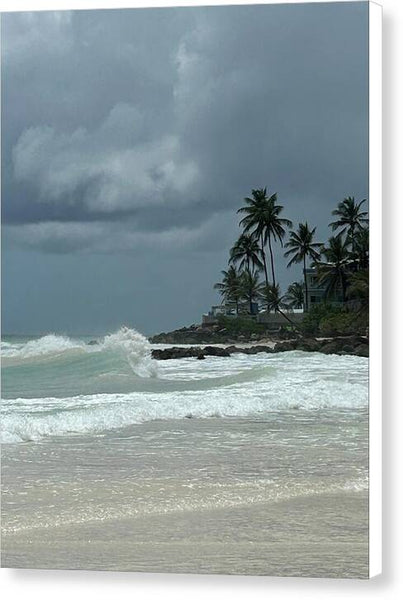 Tropical Beach with Stormy Sky - Canvas Print