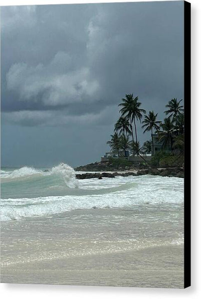 Tropical Beach with Stormy Sky - Canvas Print