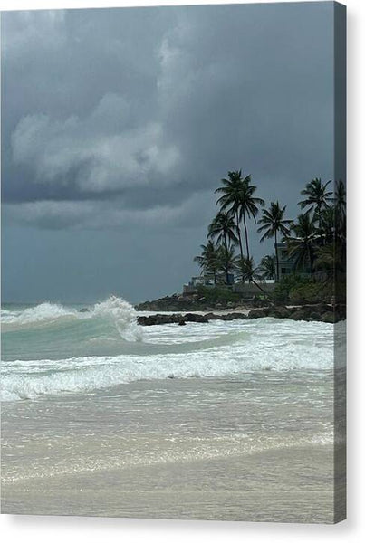 Tropical Beach with Stormy Sky - Canvas Print