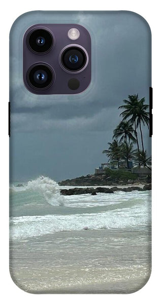 Tropical Beach with Stormy Sky - Phone Case