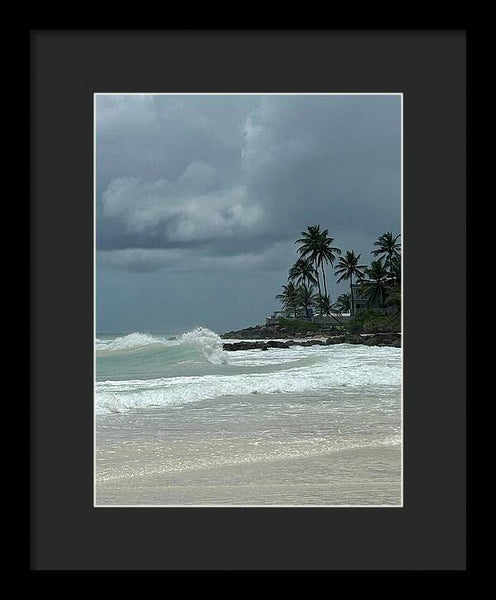 Tropical Beach with Stormy Sky - Framed Print