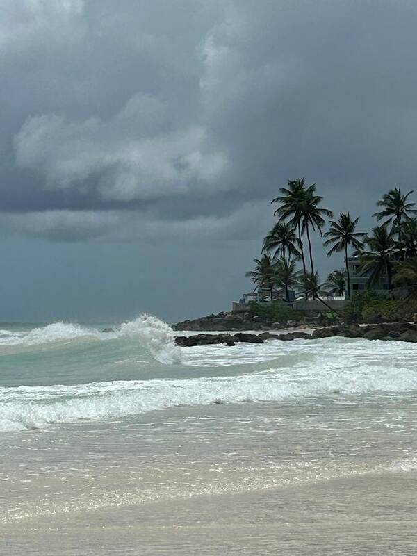 Tropical Beach with Stormy Sky - Art Print