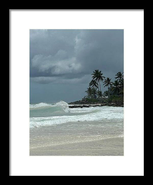 Tropical Beach with Stormy Sky - Framed Print