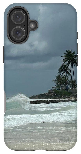 Tropical Beach with Stormy Sky - Phone Case