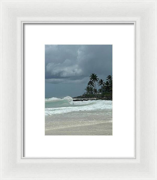 Tropical Beach with Stormy Sky - Framed Print