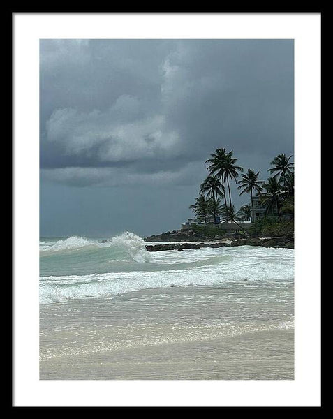 Tropical Beach with Stormy Sky - Framed Print