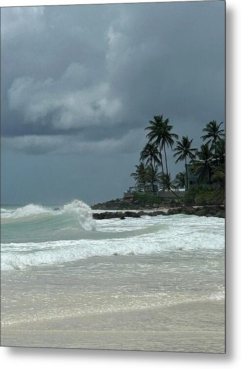 Tropical Beach with Stormy Sky - Metal Print