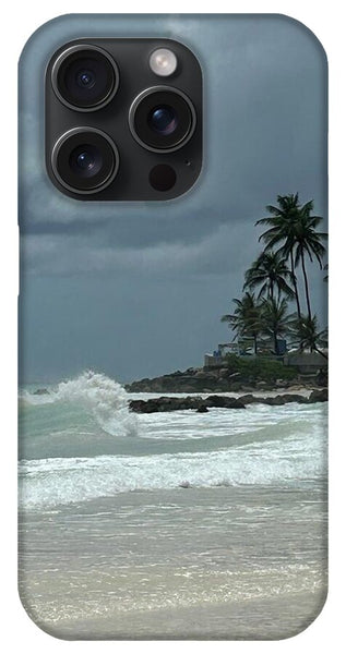 Tropical Beach with Stormy Sky - Phone Case
