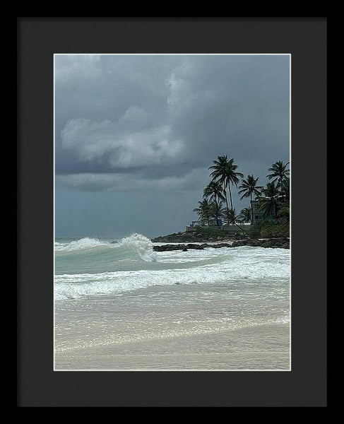 Tropical Beach with Stormy Sky - Framed Print