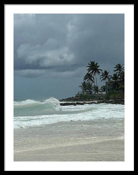 Tropical Beach with Stormy Sky - Framed Print