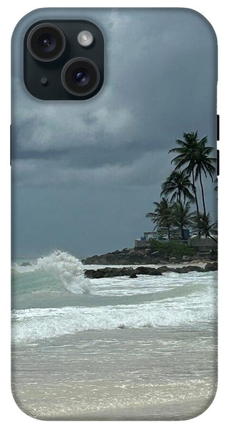 Tropical Beach with Stormy Sky - Phone Case