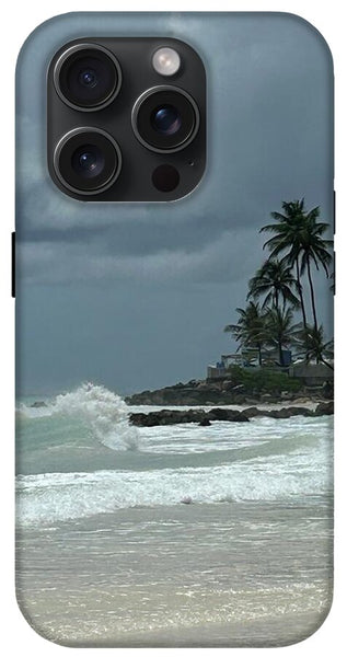 Tropical Beach with Stormy Sky - Phone Case