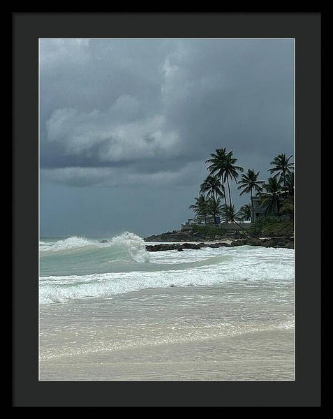 Tropical Beach with Stormy Sky - Framed Print