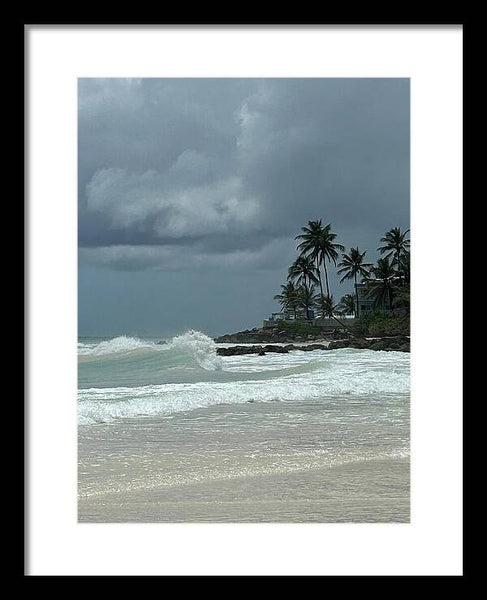 Tropical Beach with Stormy Sky - Framed Print