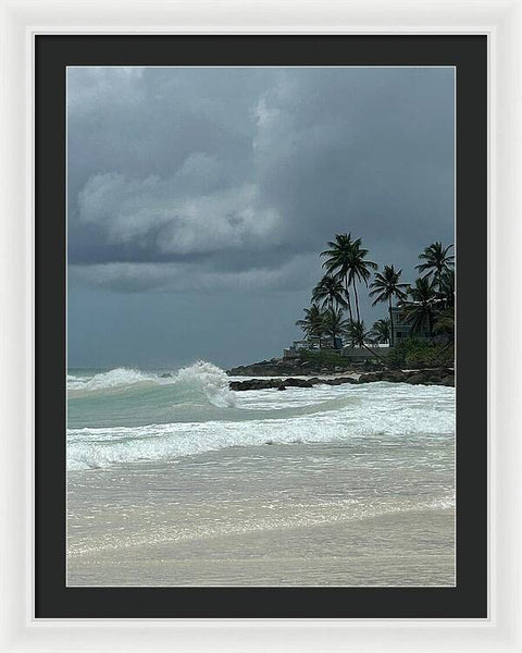 Tropical Beach with Stormy Sky - Framed Print