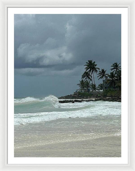 Tropical Beach with Stormy Sky - Framed Print