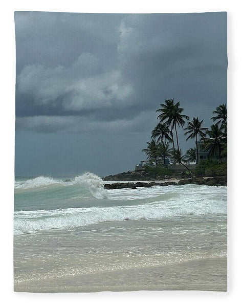 Tropical Beach with Stormy Sky - Blanket