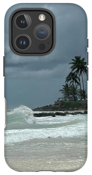 Tropical Beach with Stormy Sky - Phone Case