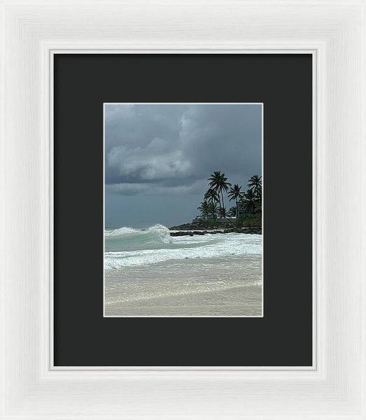 Tropical Beach with Stormy Sky - Framed Print