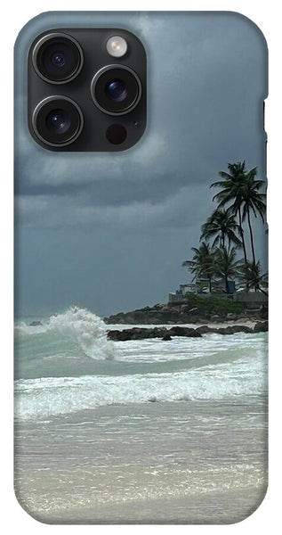 Tropical Beach with Stormy Sky - Phone Case