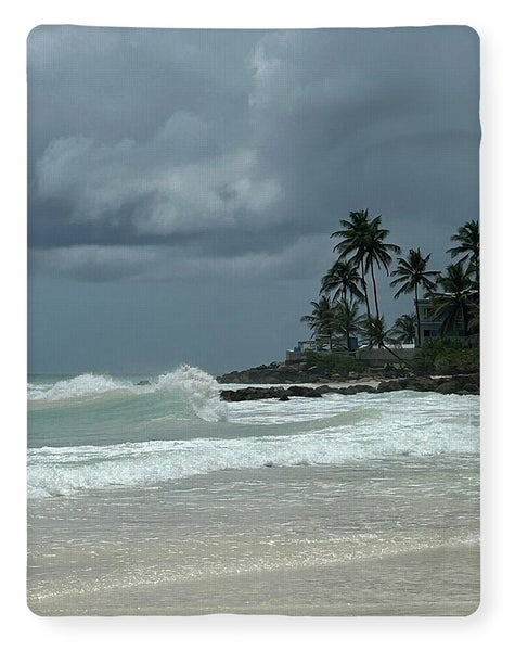 Tropical Beach with Stormy Sky - Blanket