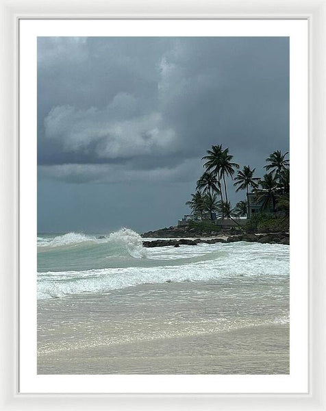 Tropical Beach with Stormy Sky - Framed Print