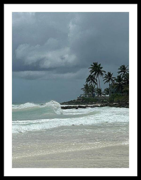 Tropical Beach with Stormy Sky - Framed Print