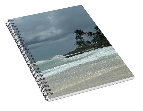 Tropical Beach with Stormy Sky - Spiral Notebook