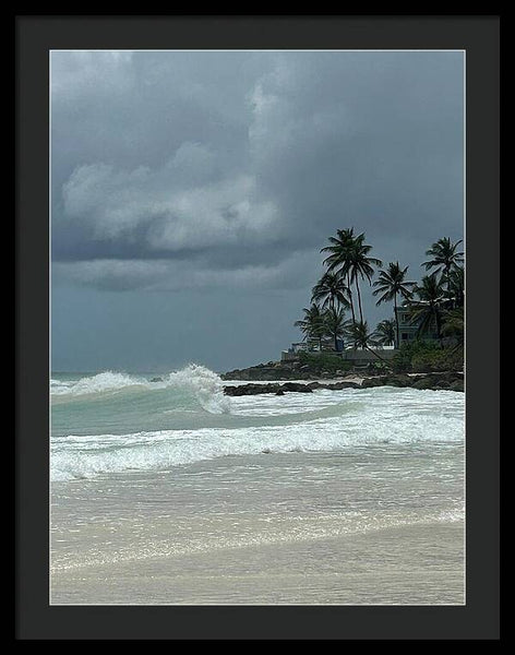 Tropical Beach with Stormy Sky - Framed Print