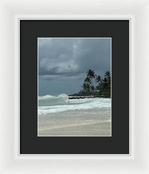Tropical Beach with Stormy Sky - Framed Print