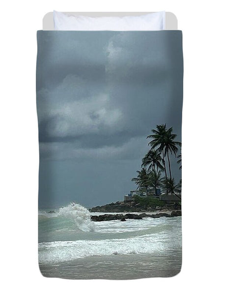 Tropical Beach with Stormy Sky - Duvet Cover