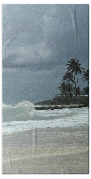 Tropical Beach with Stormy Sky - Bath Towel