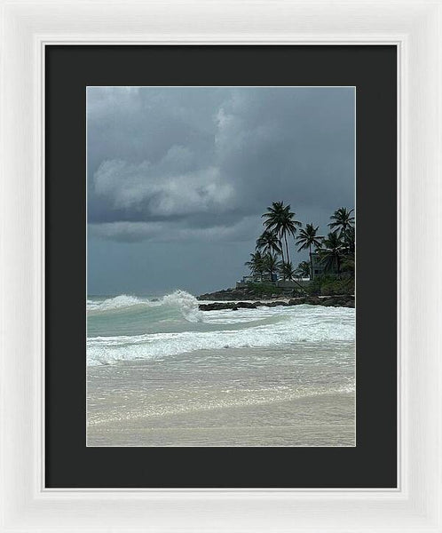 Tropical Beach with Stormy Sky - Framed Print