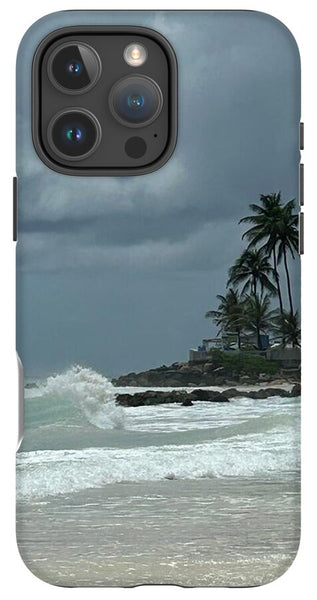 Tropical Beach with Stormy Sky - Phone Case