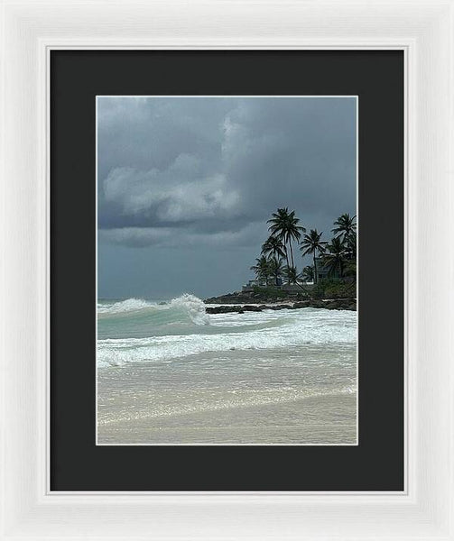 Tropical Beach with Stormy Sky - Framed Print