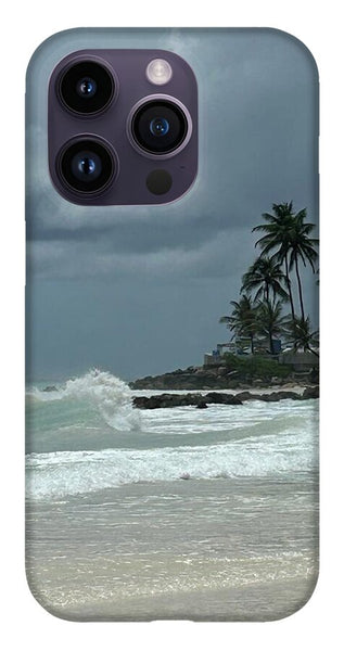 Tropical Beach with Stormy Sky - Phone Case