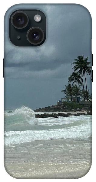 Tropical Beach with Stormy Sky - Phone Case