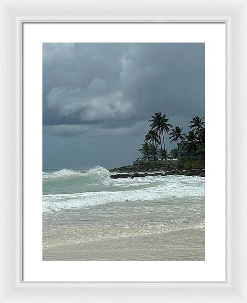 Tropical Beach with Stormy Sky - Framed Print