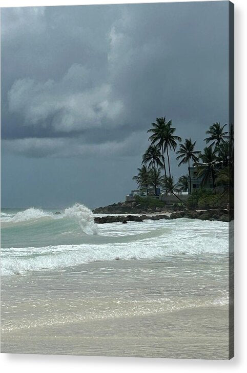Tropical Beach with Stormy Sky - Acrylic Print