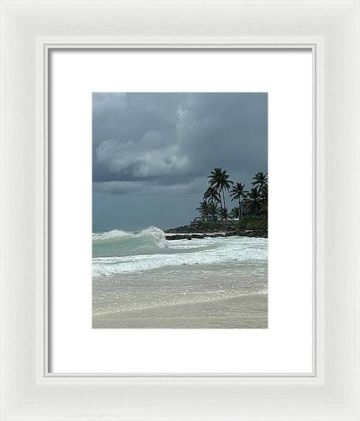 Tropical Beach with Stormy Sky - Framed Print