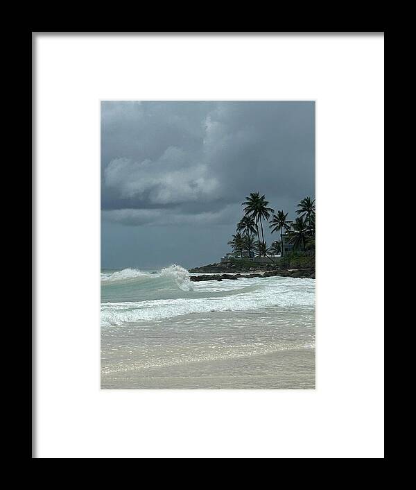 Tropical Beach with Stormy Sky - Framed Print