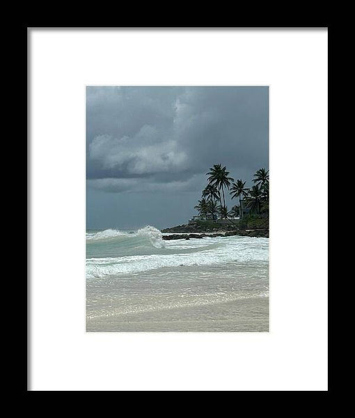 Tropical Beach with Stormy Sky - Framed Print