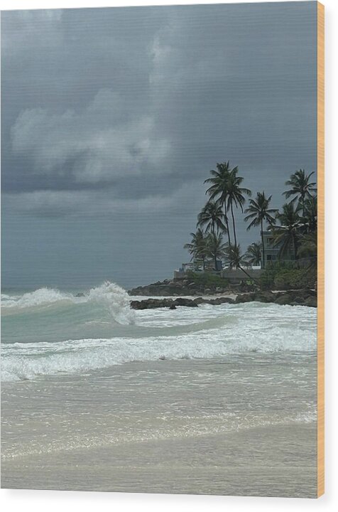 Tropical Beach with Stormy Sky - Wood Print