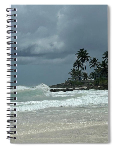 Tropical Beach with Stormy Sky - Spiral Notebook
