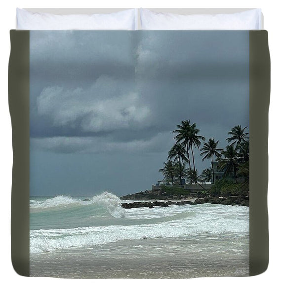 Tropical Beach with Stormy Sky - Duvet Cover
