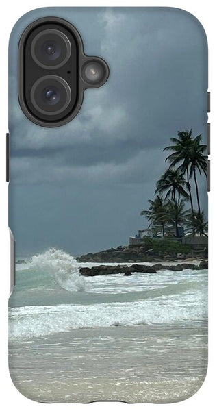 Tropical Beach with Stormy Sky - Phone Case