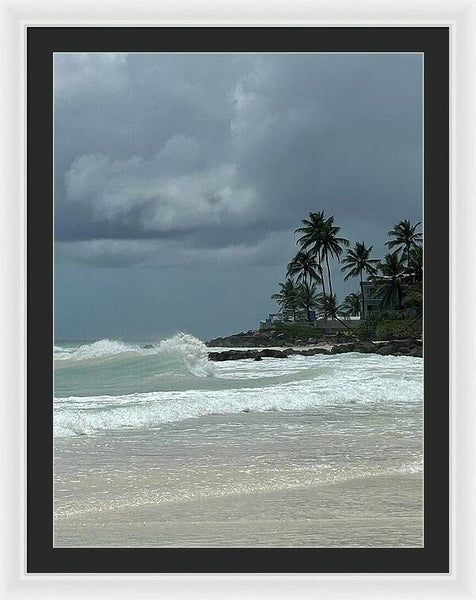 Tropical Beach with Stormy Sky - Framed Print